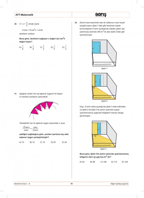 Barış Yayınları AYT Matematik Denemesi 8 Adet