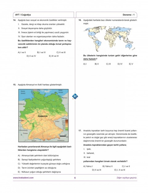 Coğrafyanın Kodları AYT Coğrafya Çözümlü 20 Deneme KR Akademi
