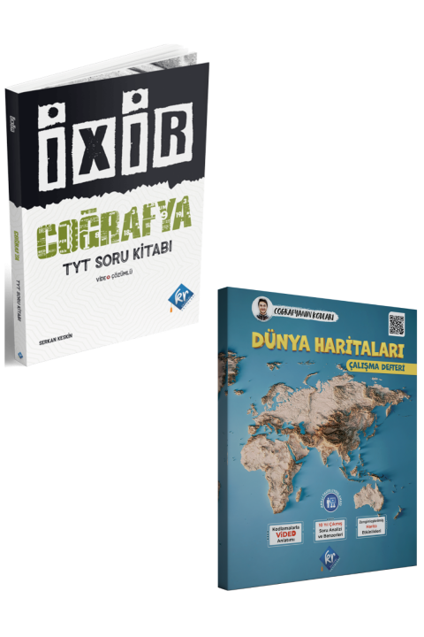 Coğrafyanın Kodları Dünya Haritaları Çalışma Defteri & TYT İxir Coğrafya Soru Bankası Seti KR Akademi Yayınları