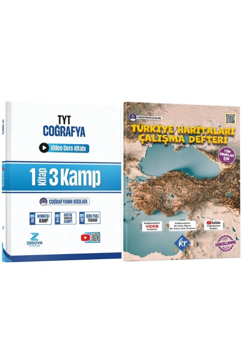 Coğrafyanın Kodları TYT Coğrafya 1 Kitap 3 Kamp Video Ders Kitabı ve Türkiye Haritaları Seti