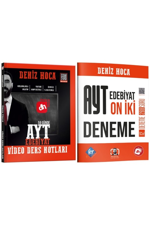 Deniz Hoca 59 Günde AYT Edebiyat Video Ders Notları ve AYT Edebiyat 12 Deneme Seti KR Akademi Yayınları