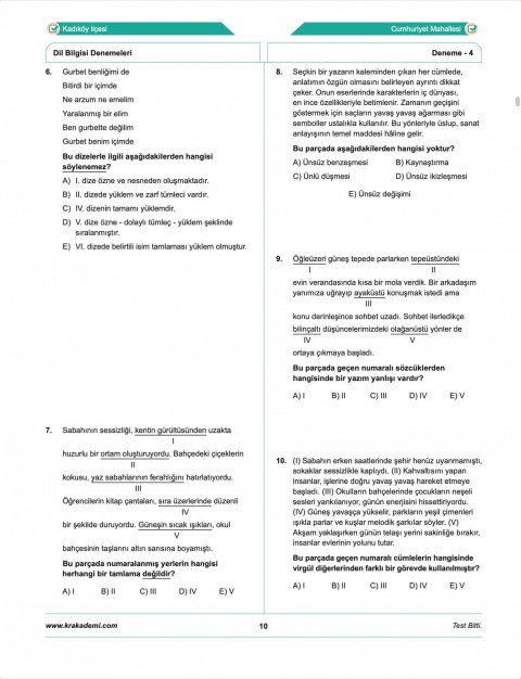 Deniz Hoca Tüm Sınavlar İçin Meşakkat Serisi Dil Bilgisi 30'lu Deneme Sınavı KR Akademi Yayınları