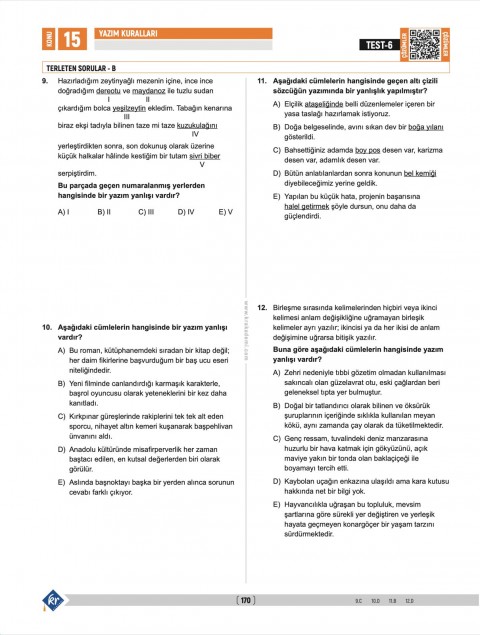 Deniz Hoca Tüm Sınavlar İçin Meşakkat Serisi Dil Bilgisi Soru Bankası KR Akademi Yayınları