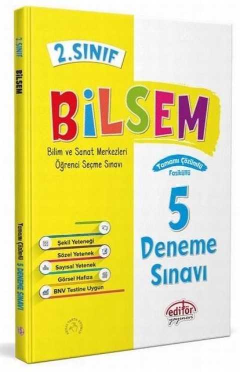 Editör Yayınları 2. Sınıf Bilsem Tamamı Çözümlü 5 Deneme Sınavı