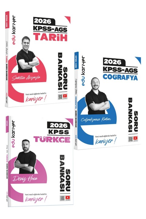 Edu Kariyer 2026 KPSS-AGS Tarih - Coğrafya - Türkçe Video Çözümlü Soru Bankası Seti