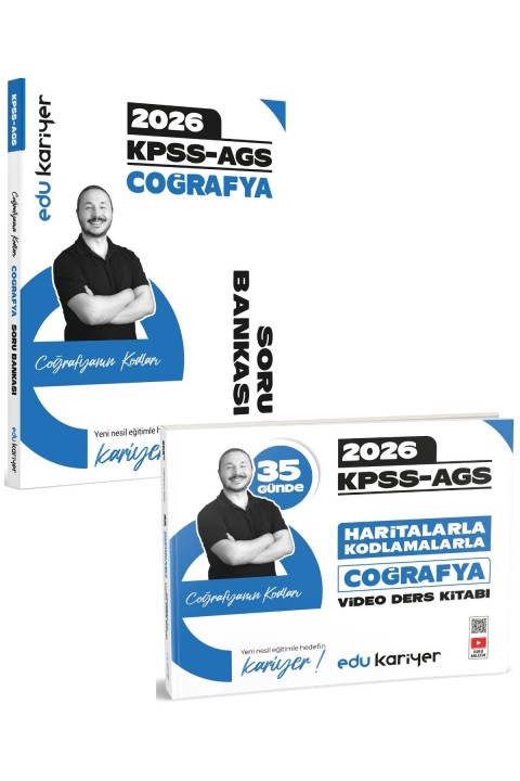 Edu Kariyer Coğrafyanın Kodları 2026 KPSS-AGS 35 Günde Haritalarla Kodlamalarla Coğrafya Video Ders Kitabı ve Soru Bankası Seti