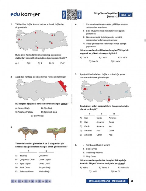 Edu Kariyer Coğrafyanın Kodları 2026 KPSS-AGS Coğrafya Video Çözümlü Soru Bankası