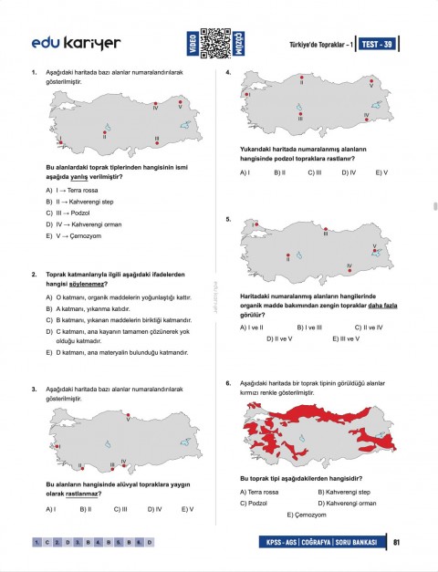 Edu Kariyer Coğrafyanın Kodları 2026 KPSS-AGS Coğrafya Video Çözümlü Soru Bankası