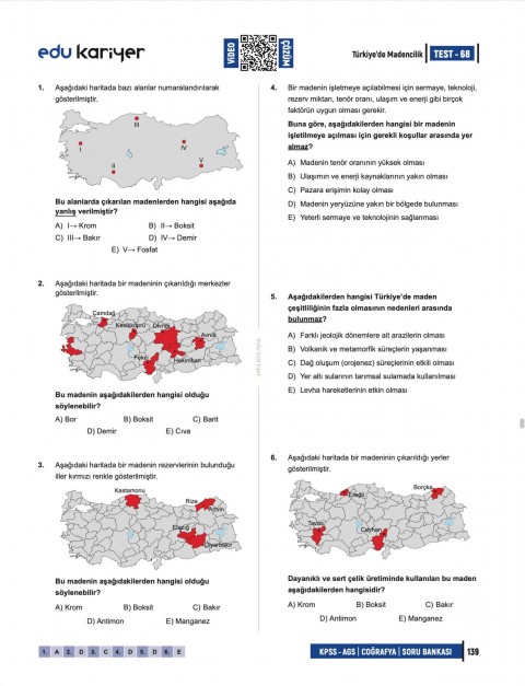 Edu Kariyer Coğrafyanın Kodları 2026 KPSS-AGS Coğrafya Video Çözümlü Soru Bankası