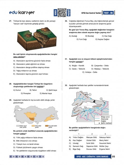 Edu Kariyer Coğrafyanın Kodları 2026 KPSS-AGS Coğrafya Video Çözümlü Soru Bankası