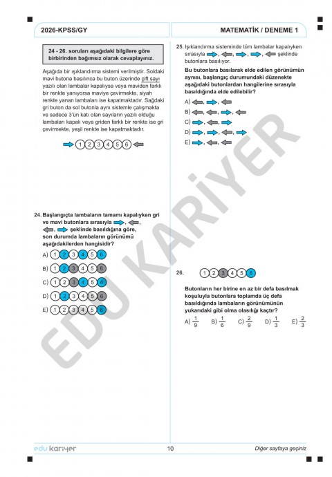 Edu Kariyer Mert Hoca 2026 KPSS Matematik 10'lu Branş Deneme Tamamı Çözümlü