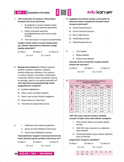 Edu Kariyer Sadettin Akyayla 2026 KPSS-AGS Tarih Video Çözümlü Soru Bankası