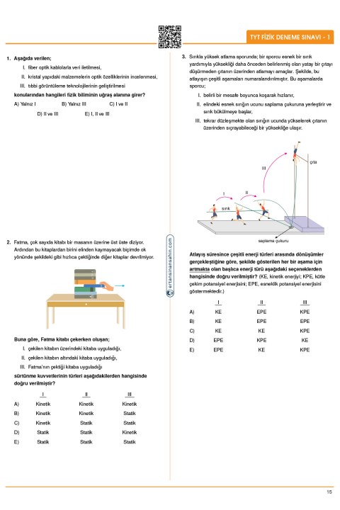 Ertan Sinan Şahin TYT Fizik Denemeleri Video Çözümlü 30 TYT Denemesi KR Akademi Yayınları