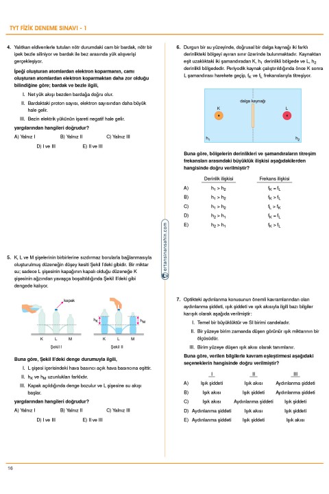 Ertan Sinan Şahin TYT Fizik Denemeleri Video Çözümlü 30 TYT Denemesi KR Akademi Yayınları