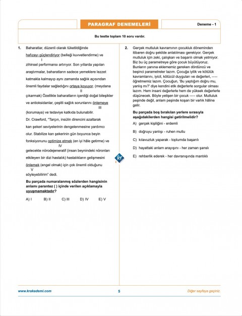 Gamze Hoca Türkçenin Matematiği Tüm Sınavlar İçin Paragraf 10 Deneme