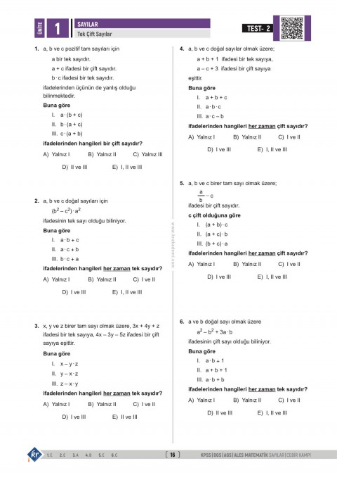 Gerçel Matematik KPSS DGS AGS ALES Sayılar Cebir İlk 15 Konuyu Fulle KR Akademi Yayınları