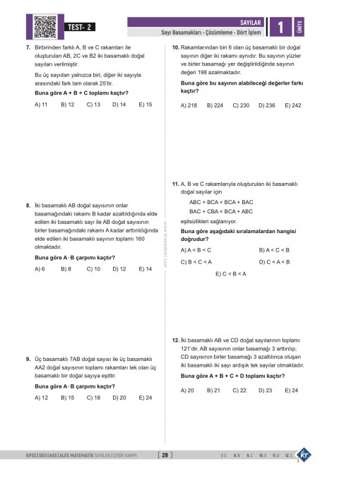 Gerçel Matematik KPSS DGS AGS ALES Sayılar Cebir İlk 15 Konuyu Fulle KR Akademi Yayınları