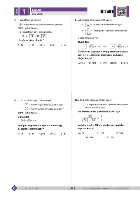 Gerçel Matematik KPSS DGS AGS ALES Sayılar Cebir İlk 15 Konuyu Fulle KR Akademi Yayınları