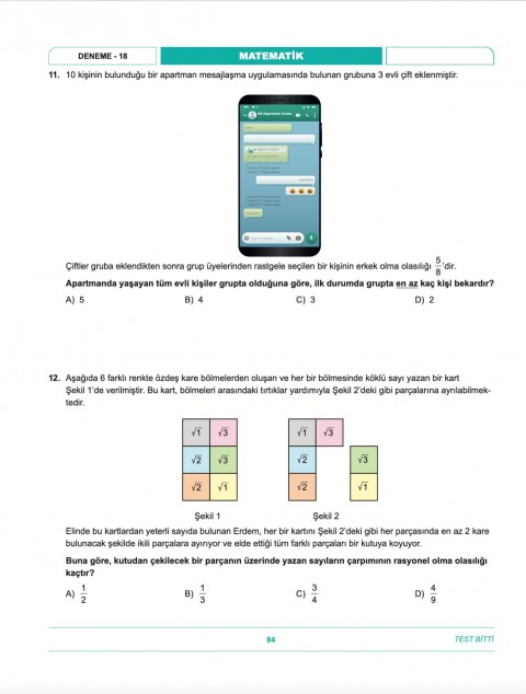 İbrahim Akca 8. Sınıf LGS Matematik 1. Dönem İlk 12 Soru Konu Denemeleri KR Akademi Yayınları