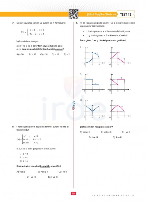 İrde Yayınları AYT Matematik Soru Bankası