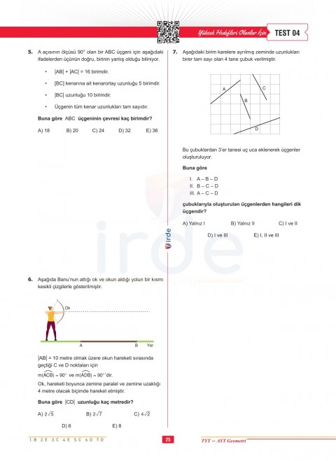 İrde Yayınları TYT - AYT Geometri Soru Bankası