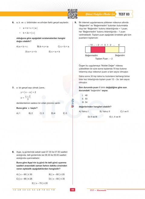 İrde Yayınları TYT Matematik Soru Bankası
