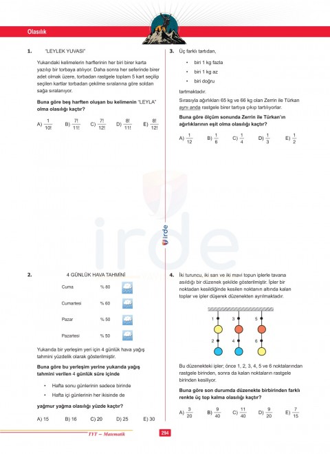 İrde Yayınları TYT Matematik Soru Bankası