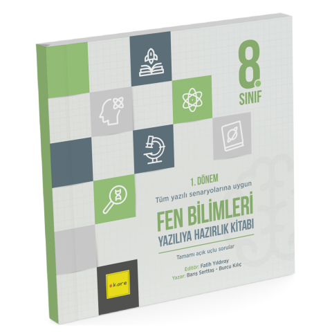 Kare Yayınları 8. Sınıf LGS 1. Dönem Fen Bilimleri Yazılıya Hazırlık Kitabı