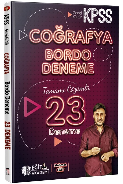 KPSS Coğrafya Tamamı Çözümlü 23 Bordo Deneme Sınavı Mehmet Eğit