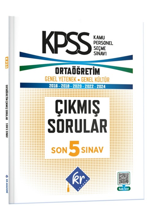 KPSS Genel Yetenek Genel Kültür Ortaöğretim Son 5 Sınav Çıkmış Sorular KR Akademi Yayınları