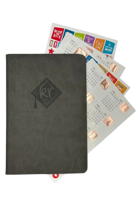 Kr Akademi İngilizce Süresiz Planlayıcı Ajanda - Gri (Mini Not Defteri + Sticker Hediyeli)