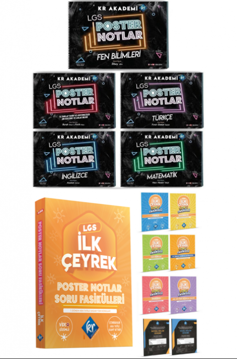 Kr Akademi Yayınları LGS Poster Notlar Seti ve Poster Notlar Soru Fasikülleri Ilk Çeyrek