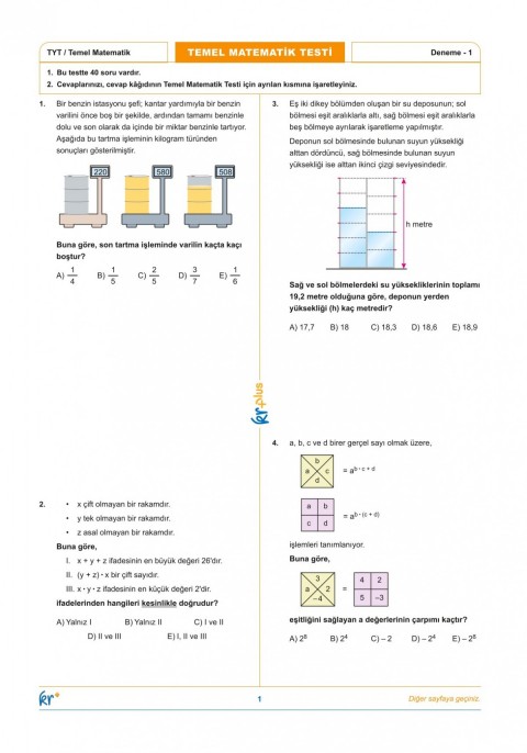 KR Plus TYT Matematik 5'li Denemesi