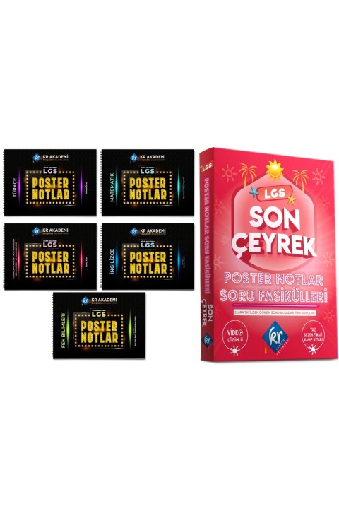 LGS 5'li Poster Notlar & LGS Son Çeyrek Soru Fasikülleri (4.çeyrek) Seti KR Akademi Yayınları