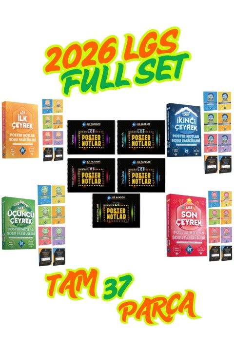 LGS Tam Set Konu Anlatımlı Poster Notlar ve Çeyrekler Halinde Soru Fasikülleri Video Destekli KR Akademi Yayınları