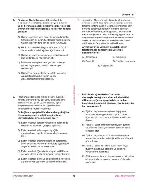 MEB AGS Eğitimin Temelleri ve Türk Milli Eğitim Sistemi Mevzuat 12 Deneme KR Akademi Yayınları