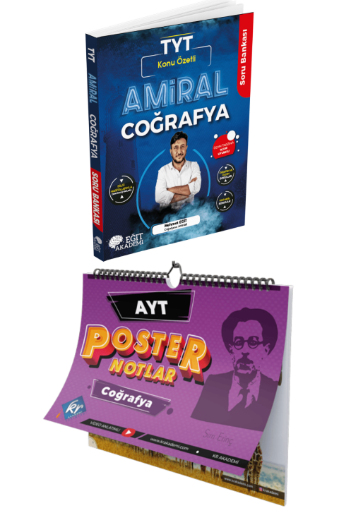 Mehmet Eğit Amiral Coğrafya TYT Konu Özetli Soru Bankası & KR Akademi AYT Coğrafya Poster Notlar Seti