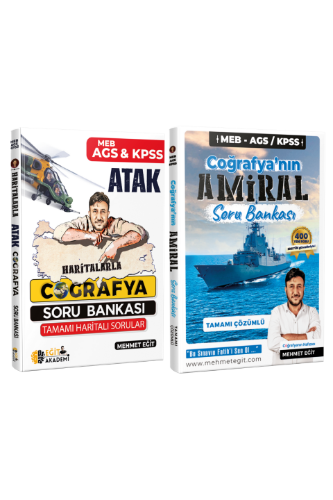 Mehmet Eğit MEB-AGS KPSS Haritalarla Atak Coğrafya Soru Bankası ve Amiral Coğrafya Soru Bankası Seti Eğit Akademi