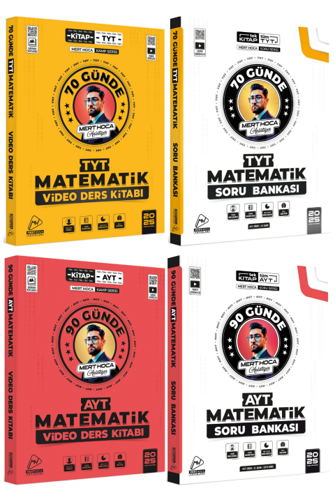 Mert Hoca 2025 70 Günde & 90 Günde Matematik TYT-AYT Video Ders Kitabı ve Soru Bankası Seti