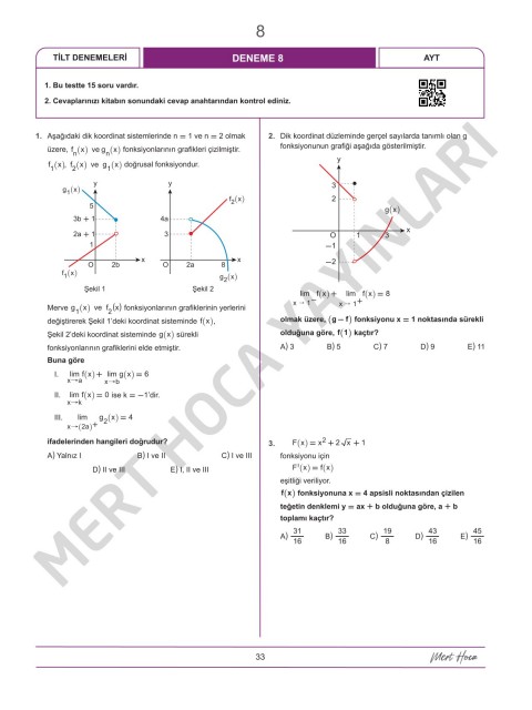 Mert Hoca AYT TİLT Denemeleri Trigonometri İntegral Limit Türev 30'lu Deneme
