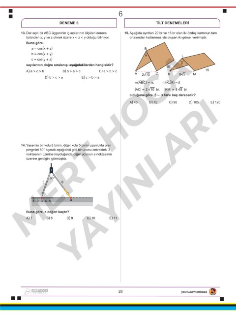 Mert Hoca AYT TİLT Denemeleri - Trigonometri İntegral Limit Türev 30'lu Deneme