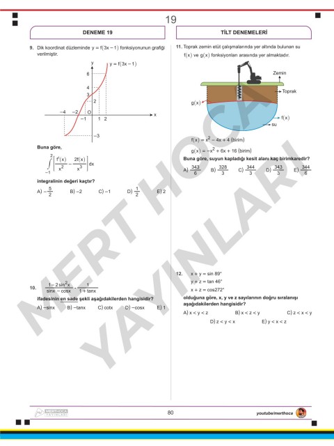 Mert Hoca AYT TİLT Denemeleri - Trigonometri İntegral Limit Türev 30'lu Deneme
