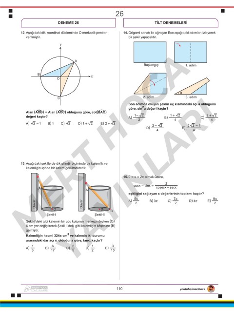 Mert Hoca AYT TİLT Denemeleri - Trigonometri İntegral Limit Türev 30'lu Deneme