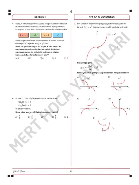 Mert Hoca Yayınları AYT Matematik İlk 17 Soru Konu Denemeleri
