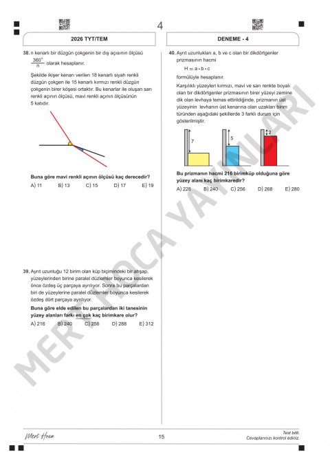 Mert Hoca Yayınları TYT Matematik Branş Denemeleri 10 Adet