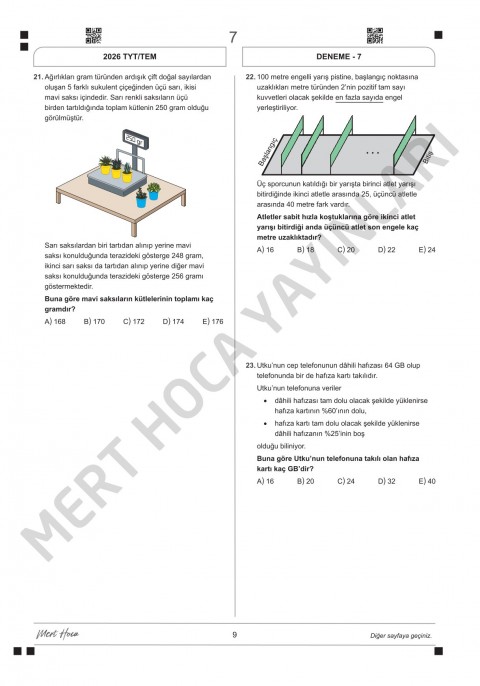 Mert Hoca Yayınları TYT Matematik Branş Denemeleri 10 Adet