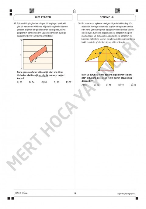 Mert Hoca Yayınları TYT Matematik Branş Denemeleri 10 Adet