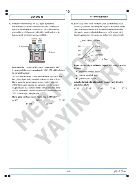 Mert Hoca Yayınları TYT Matematik Problemler Konu Denemeleri