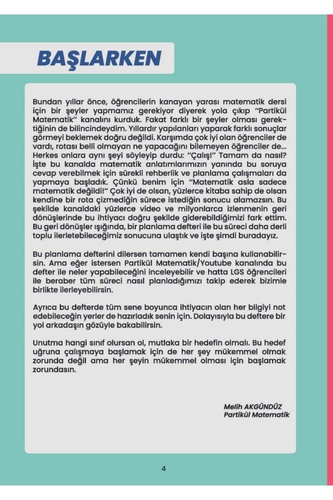 Partikül LGS Planlama Defteri Kr Akademi Yayınları