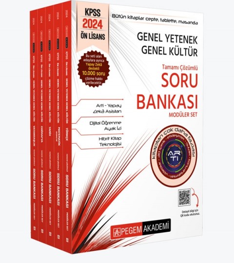 Pegem Akademi 2024 KPSS Genel Yetenek Genel Kültür Önlisans Tamamı Çözümlü Soru Bankası Modüler Set